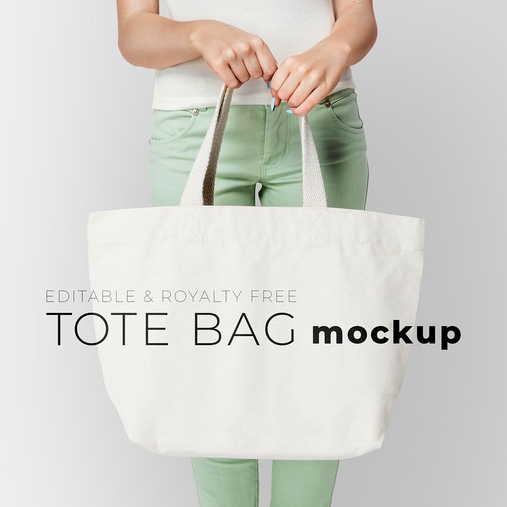 Editable tote bag mockup psd template youth apparel ad