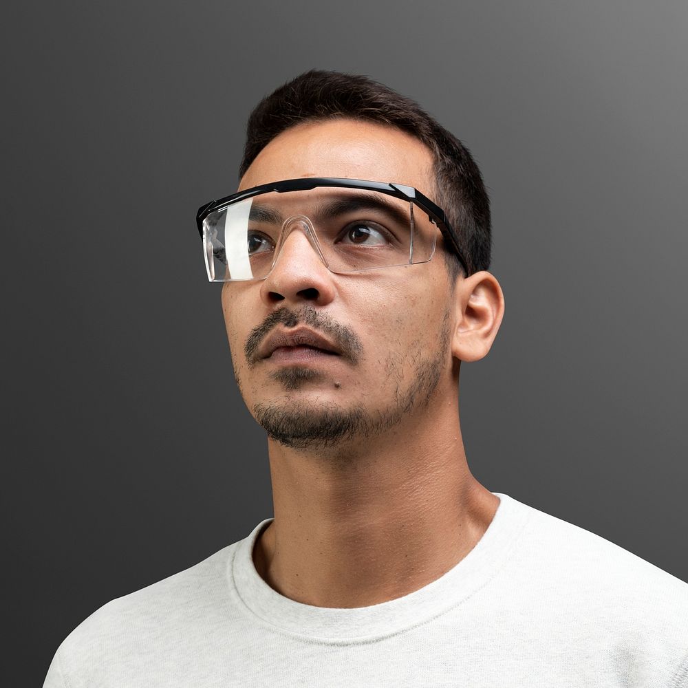 Man wearing transparent glasses portrait