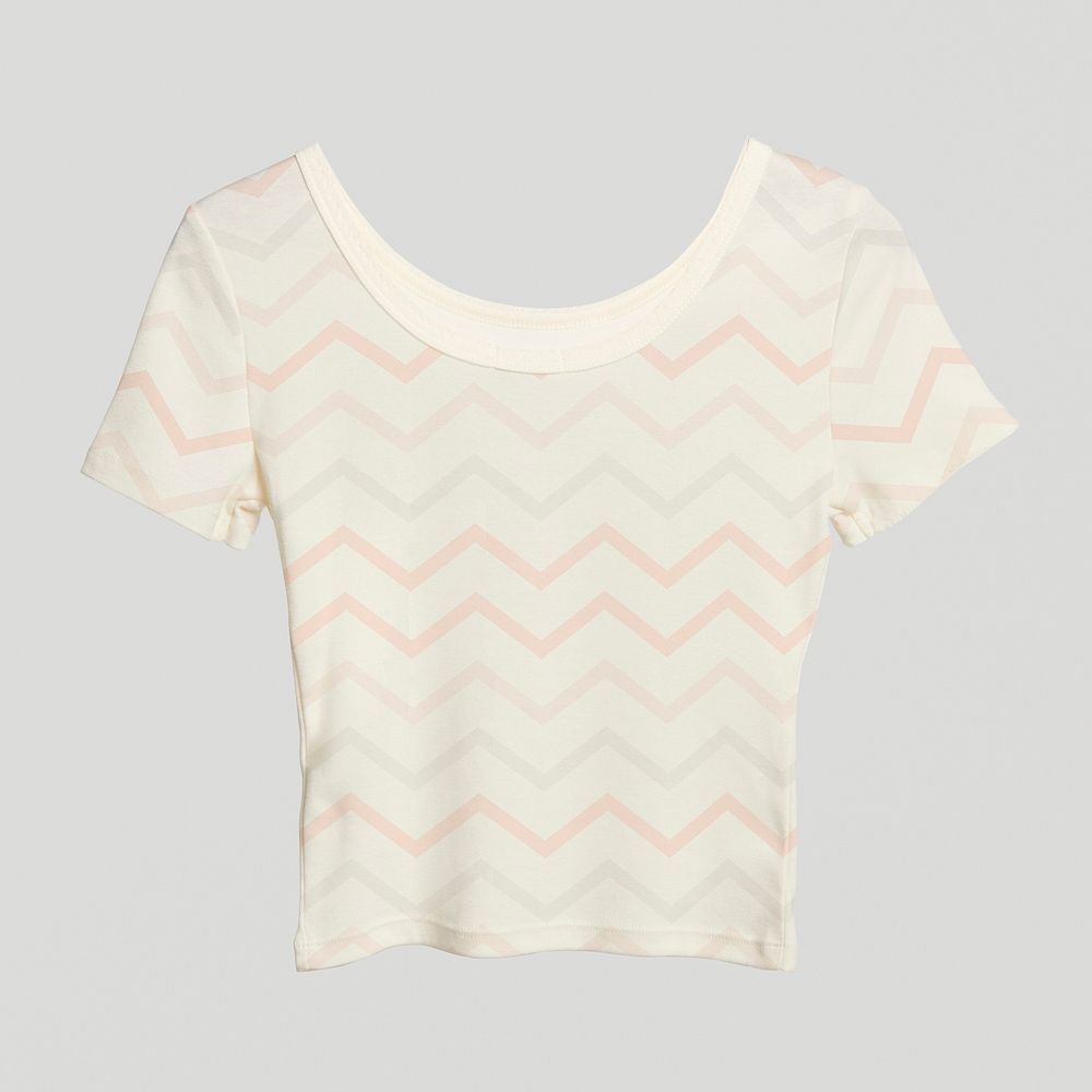 Female t-shirt mockup with zig zag design 