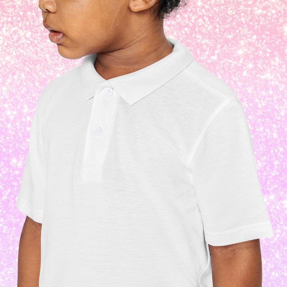 Black boy in white polo t shirt studio shot