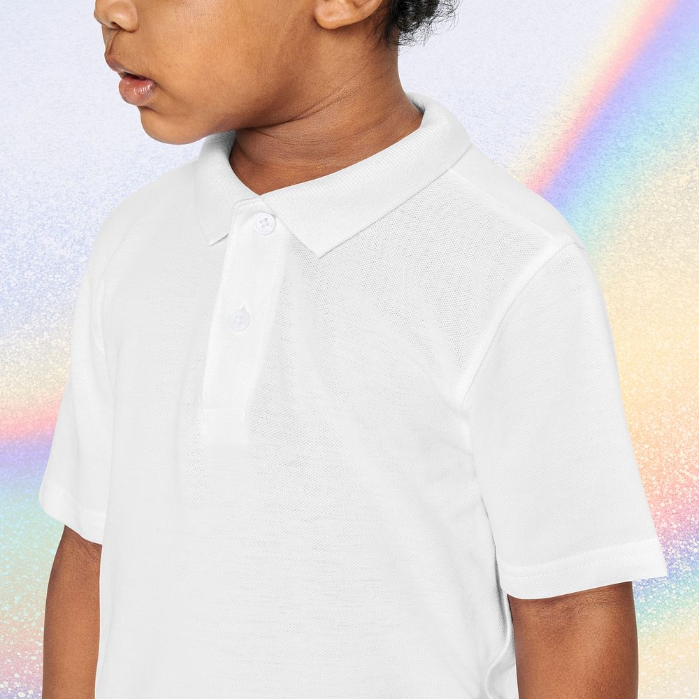 Black boy in white polo t shirt studio shot