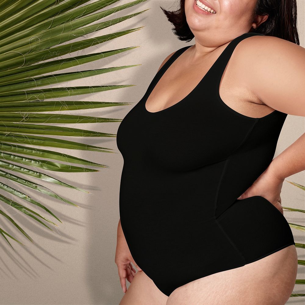 Black swimsuit psd mockup plus size fashion