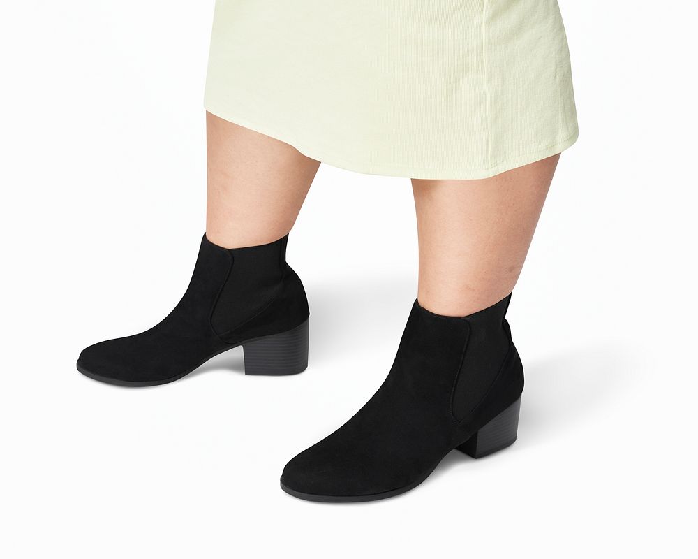 Black velvet boots shoes mockup plus size fashion
