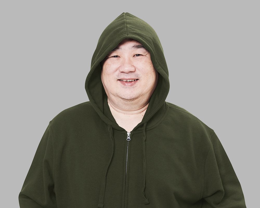 Men's green hoodie mockup psd fashion shoot in studio