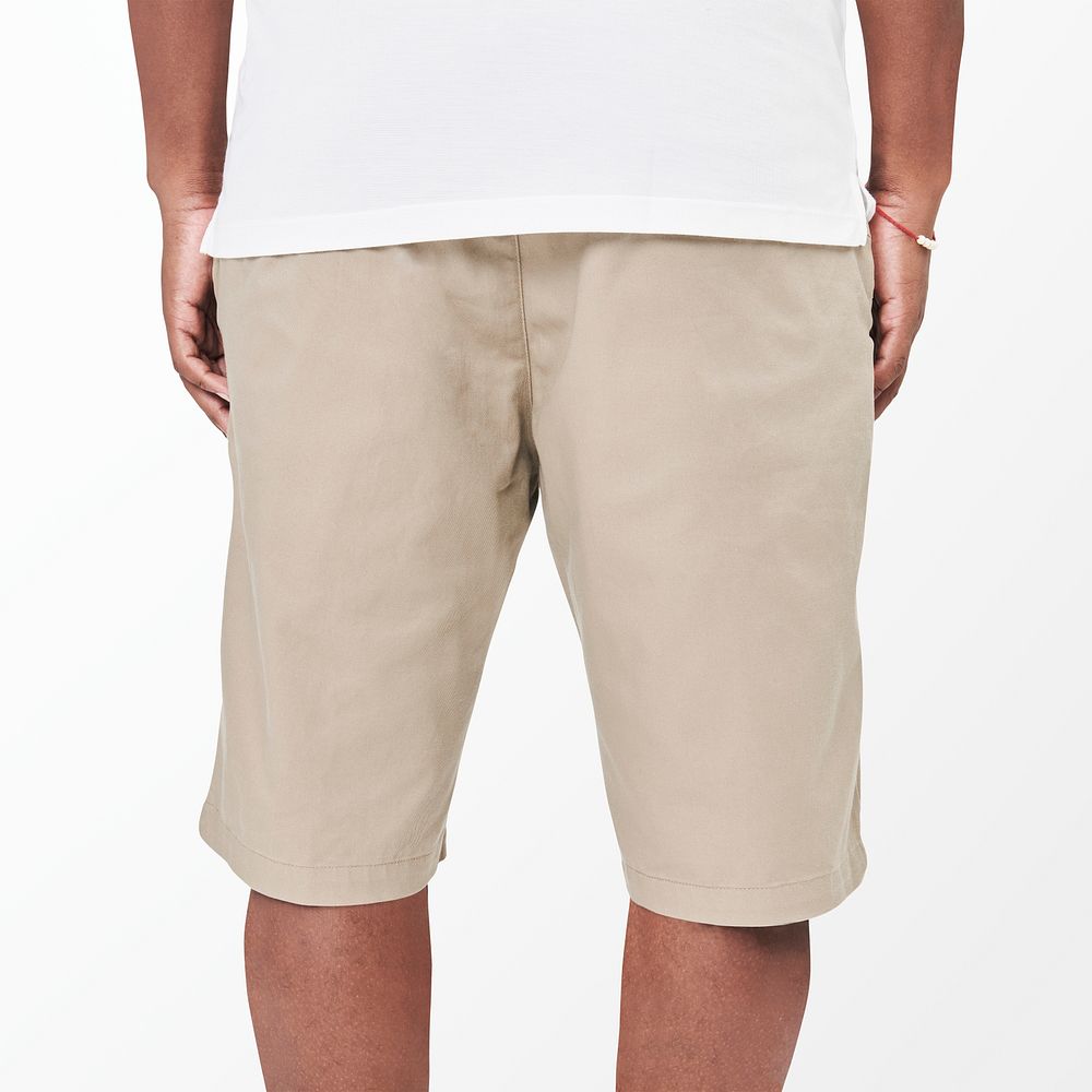Men's psd khaki short pants closeup fashion apparel mockup