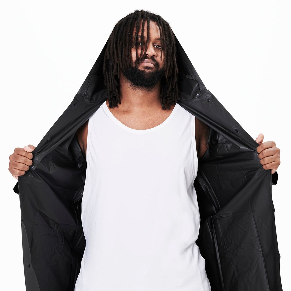 Men's raincoat mockup psd fashion shoot in studio