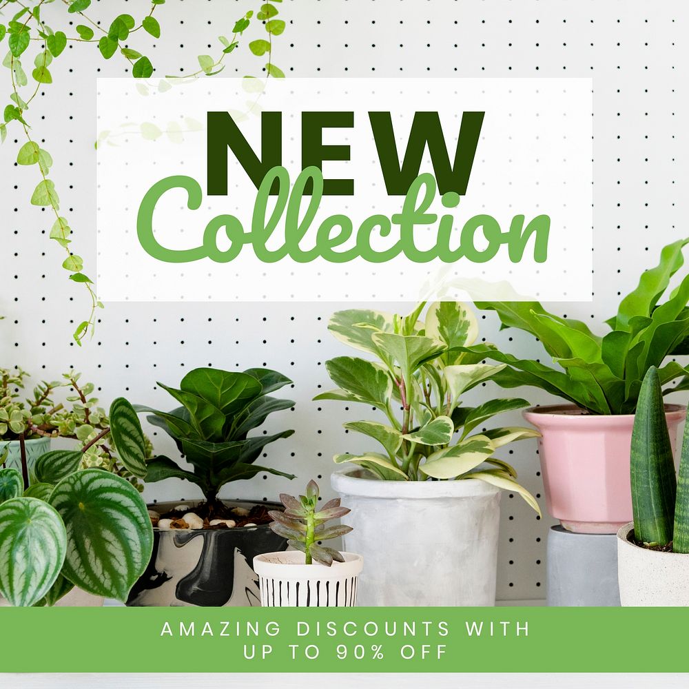 Online houseplant shop template vector for new collection