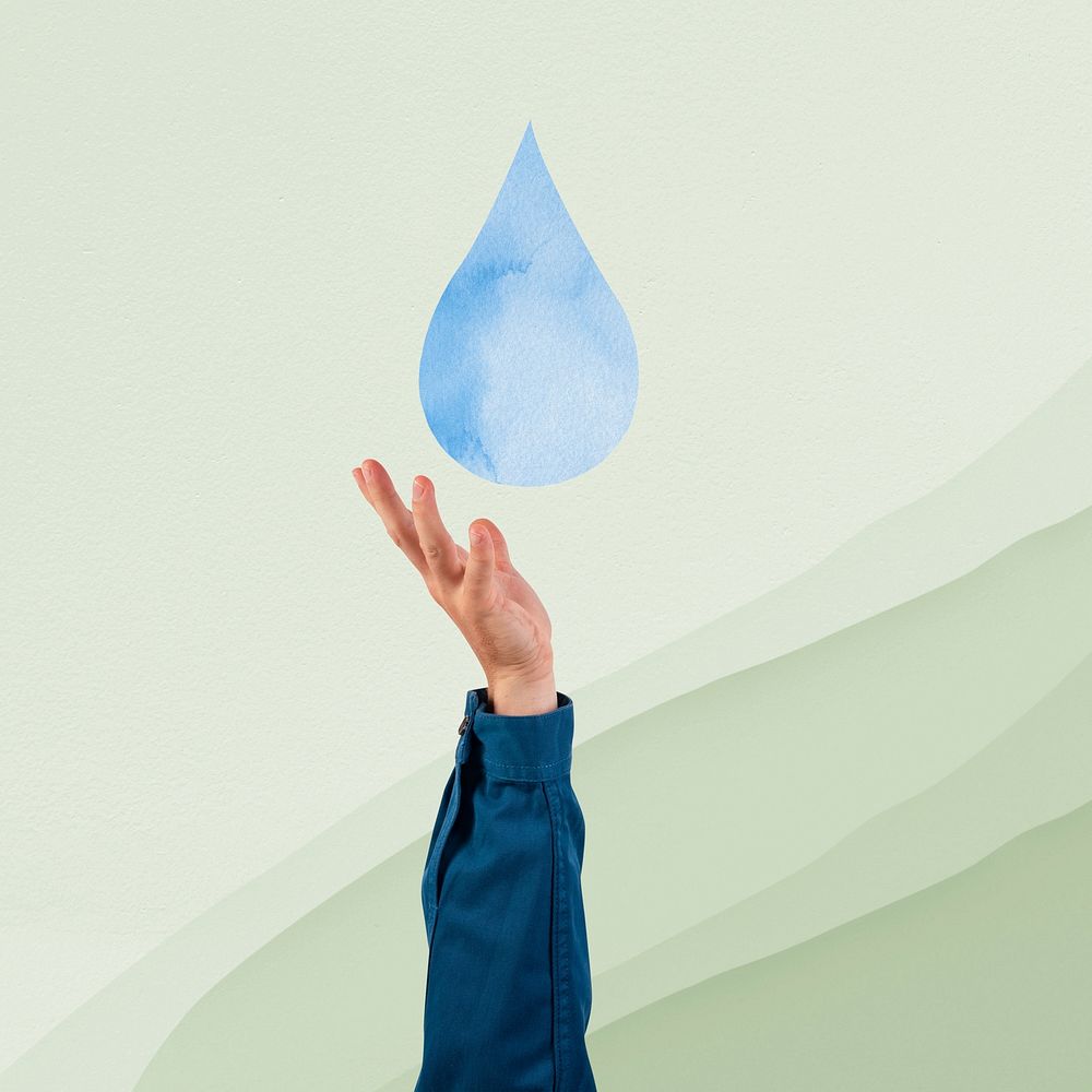 Hand presenting water mockup psd conservation environment remix