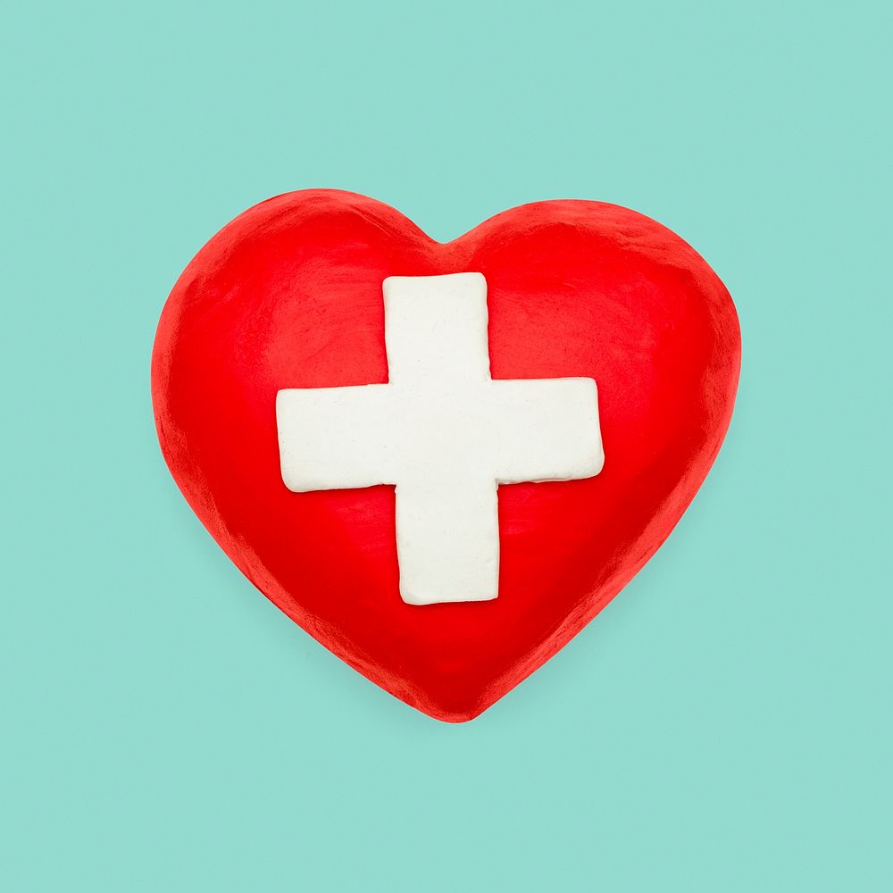 Medical cross heart mockup psd plasticine clay DIY element