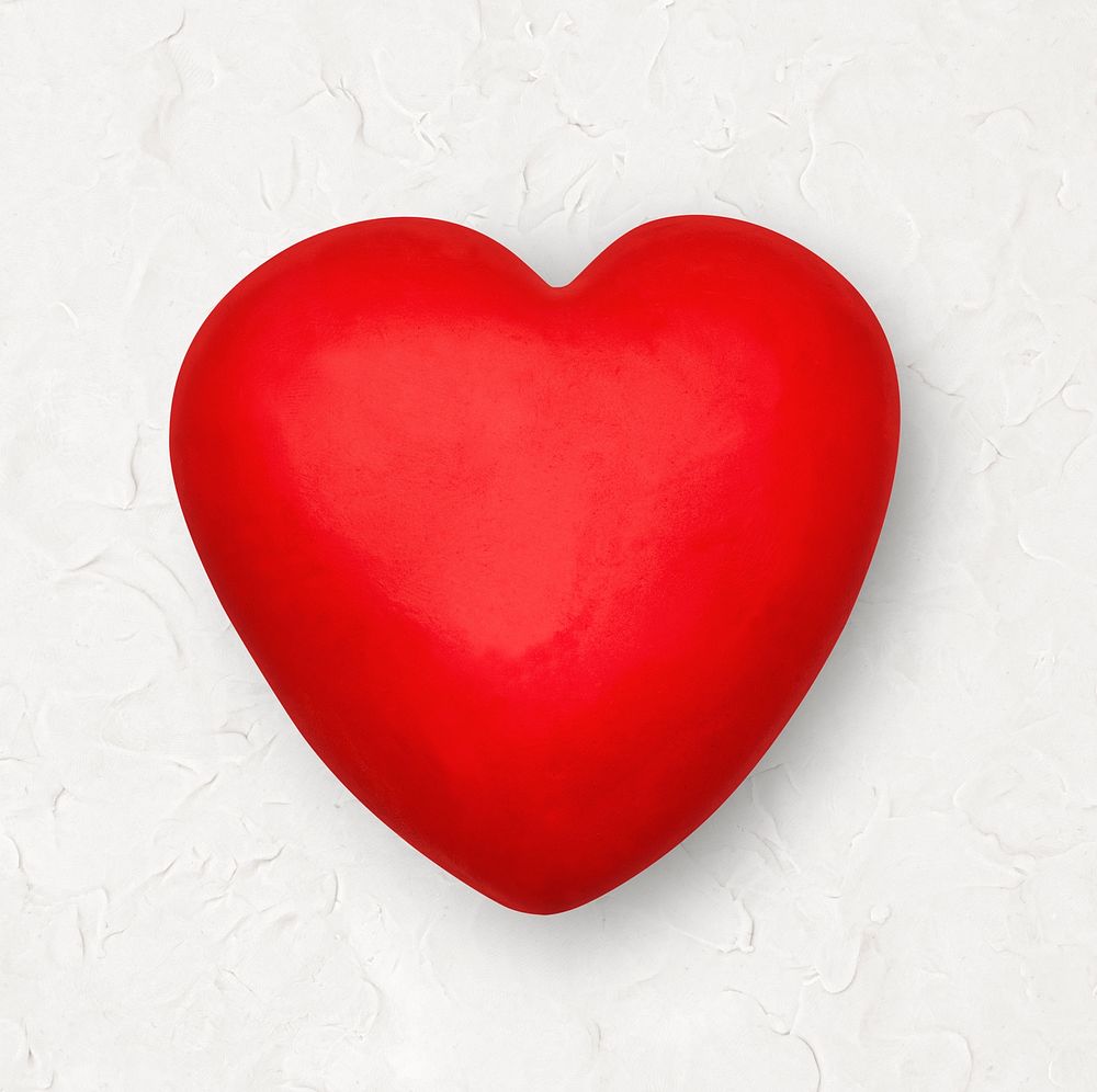 Red heart mockup psd plasticine clay DIY element