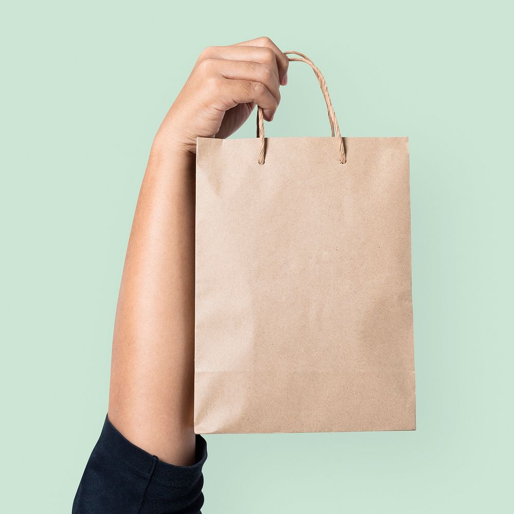 Paper shopping bag mockup psd for food takeaway concept