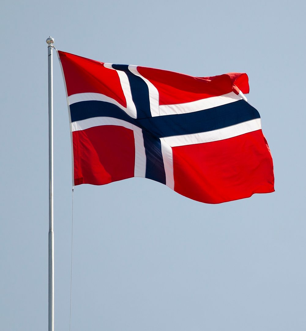 Norwegian flag. Original public domain image from Wikimedia Commons