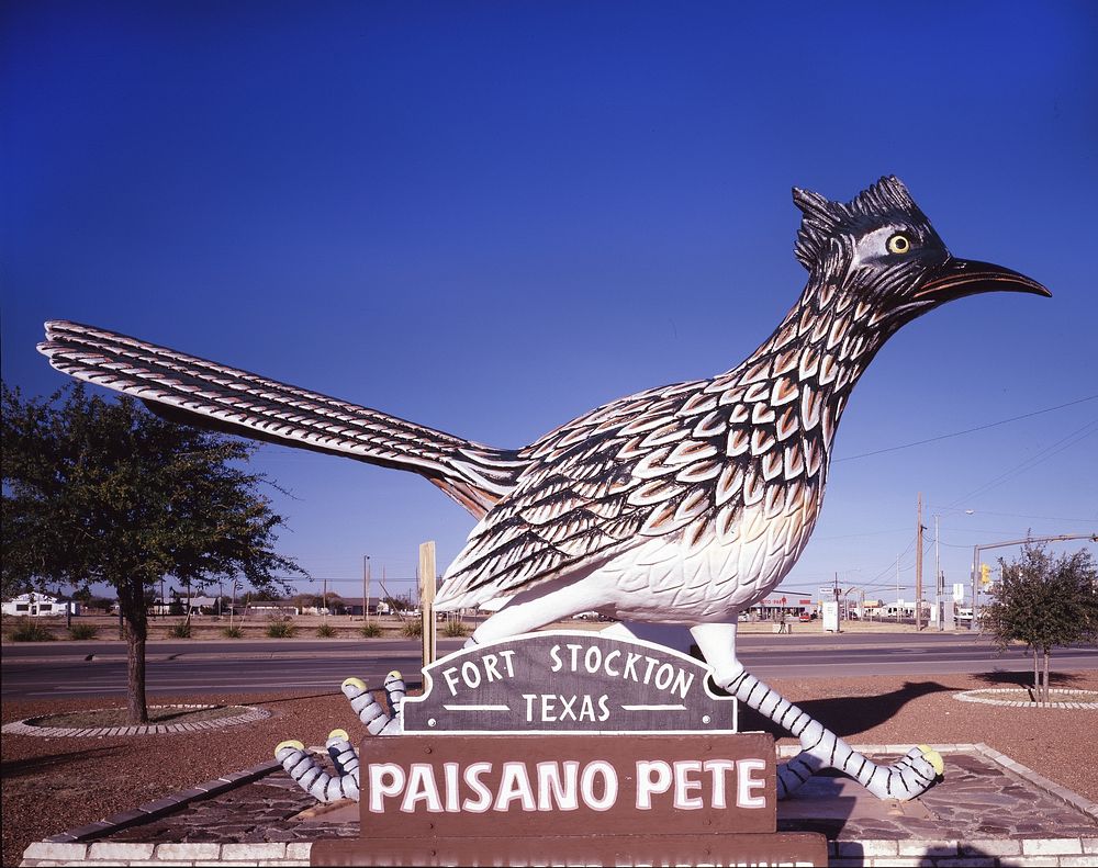 Paisano Pete in Fort Stockton, Texas. Original image from Carol M. Highsmith&rsquo;s America, Library of Congress…