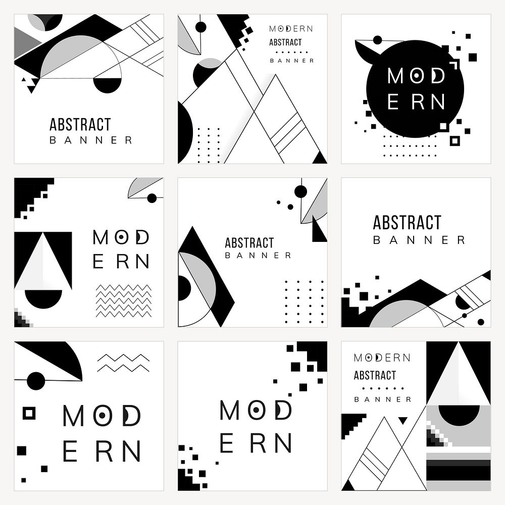 Abstract Instagram post template vector set