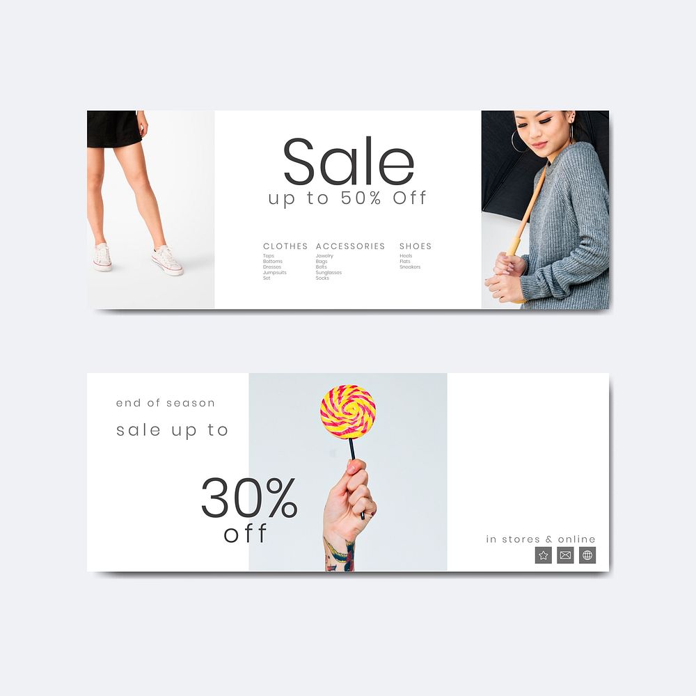 Shop sale offer templates set vector