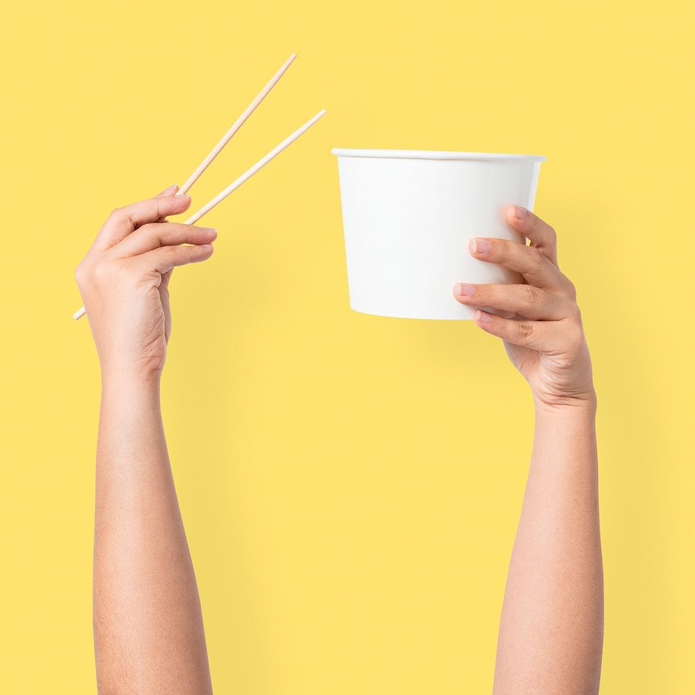 Hand holding bowl  for food concept