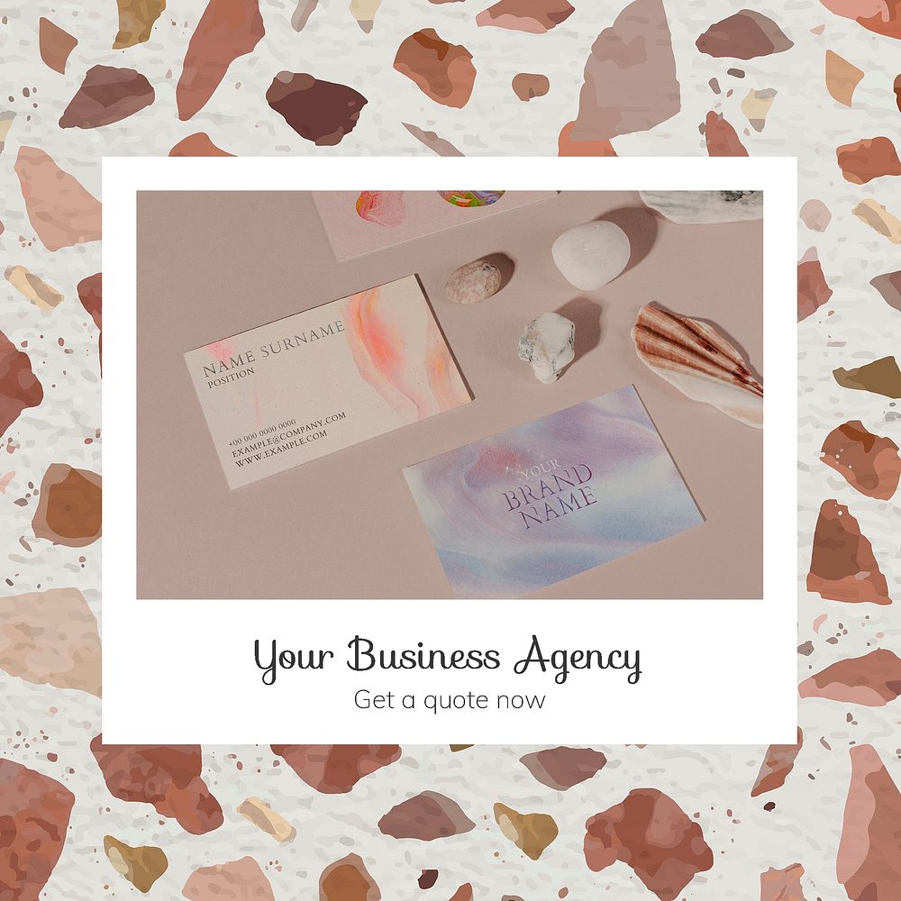 Business marketing Instagram post template, editable pastel beige design psd