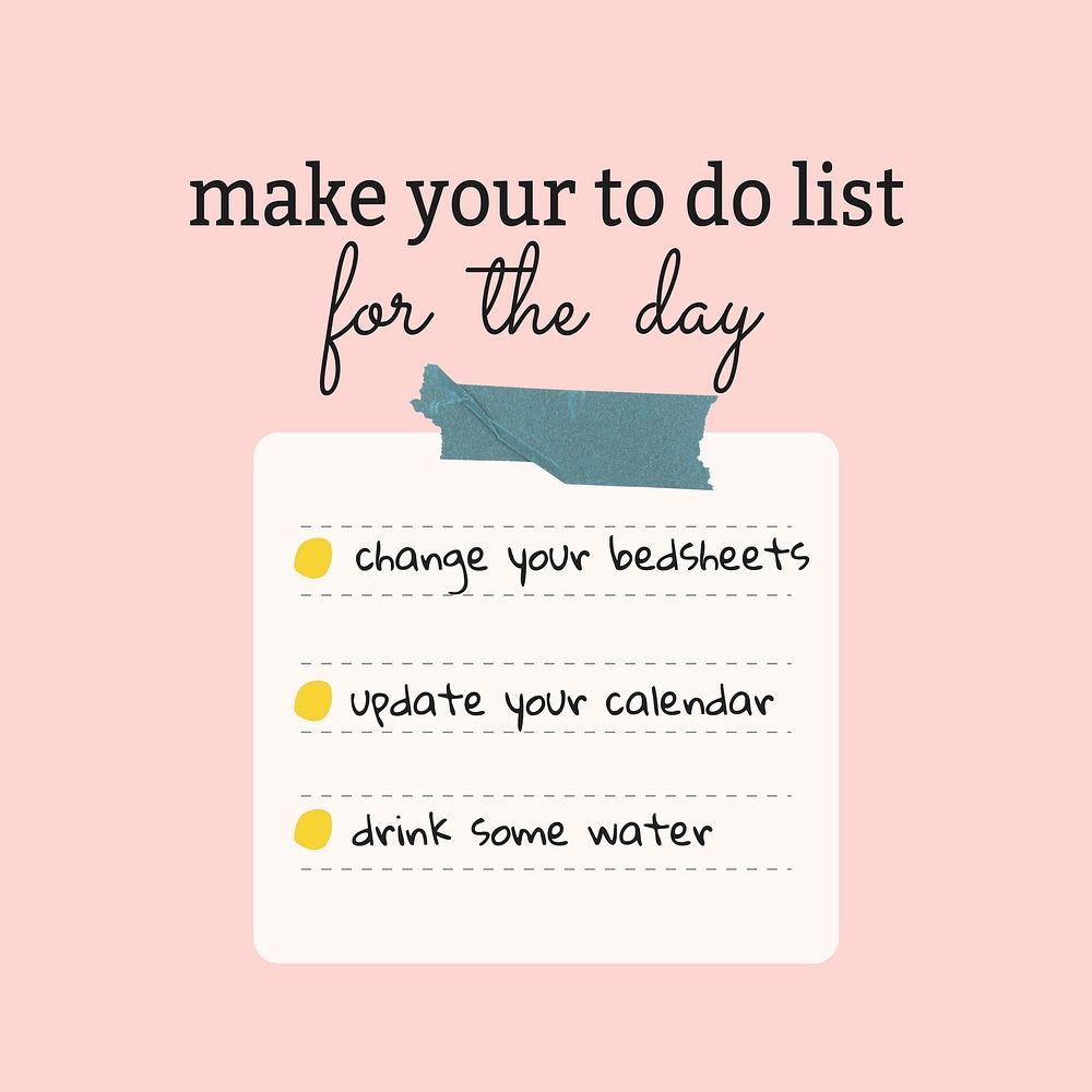 Cute checklist Instagram post template, cute self love design vector