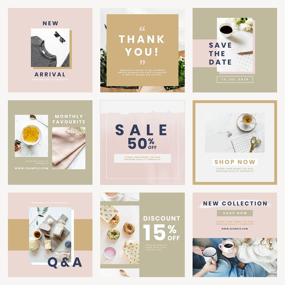 Instagram ad template vector for sale set