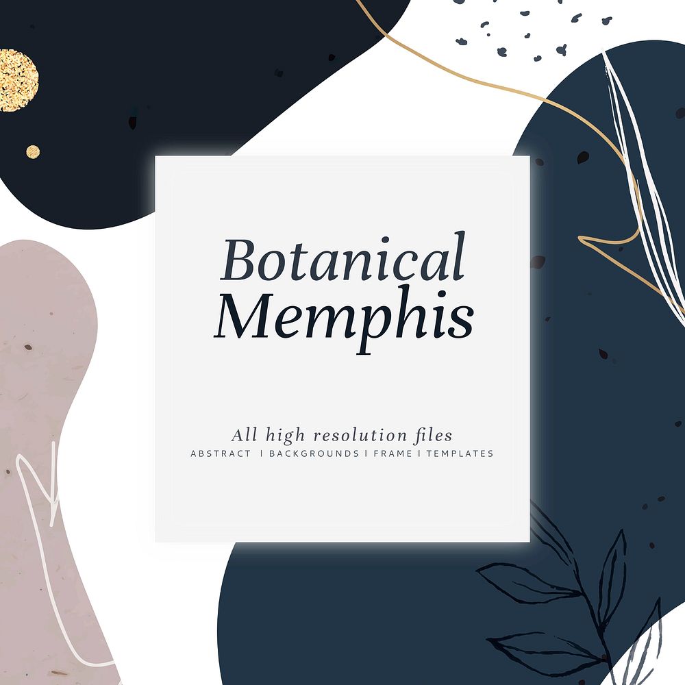 Abstract botanical Memphis social template vector