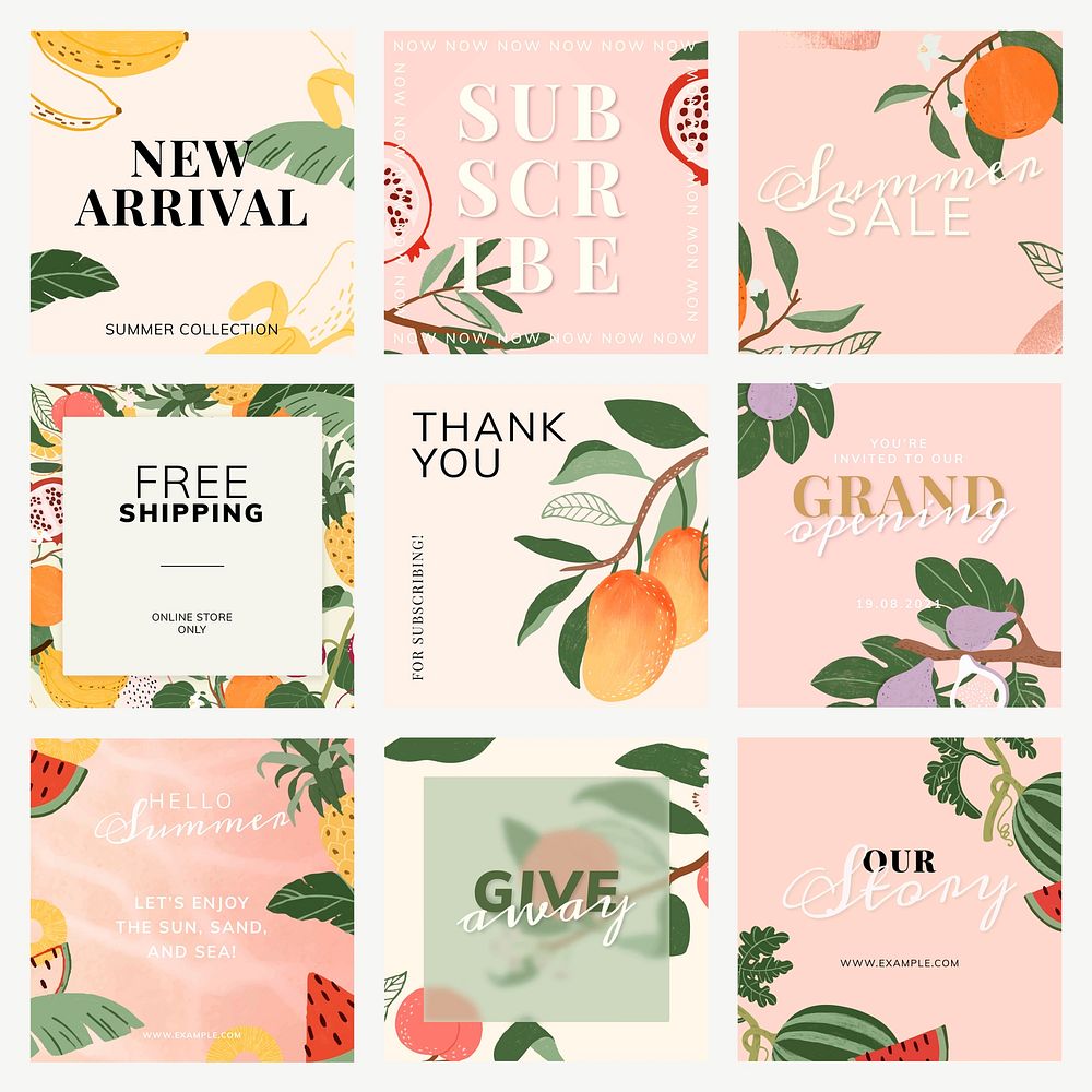 Instagram ad template vector for sale set