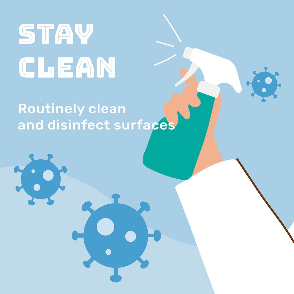 Stay clean during coronavirus outbreak social template vector