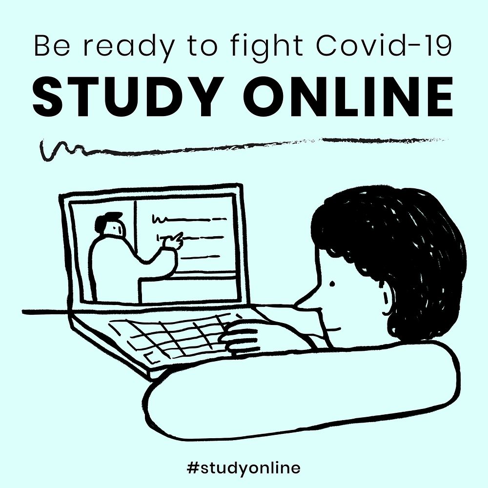 Study online during coronavirus outbreak social template source WHO vector