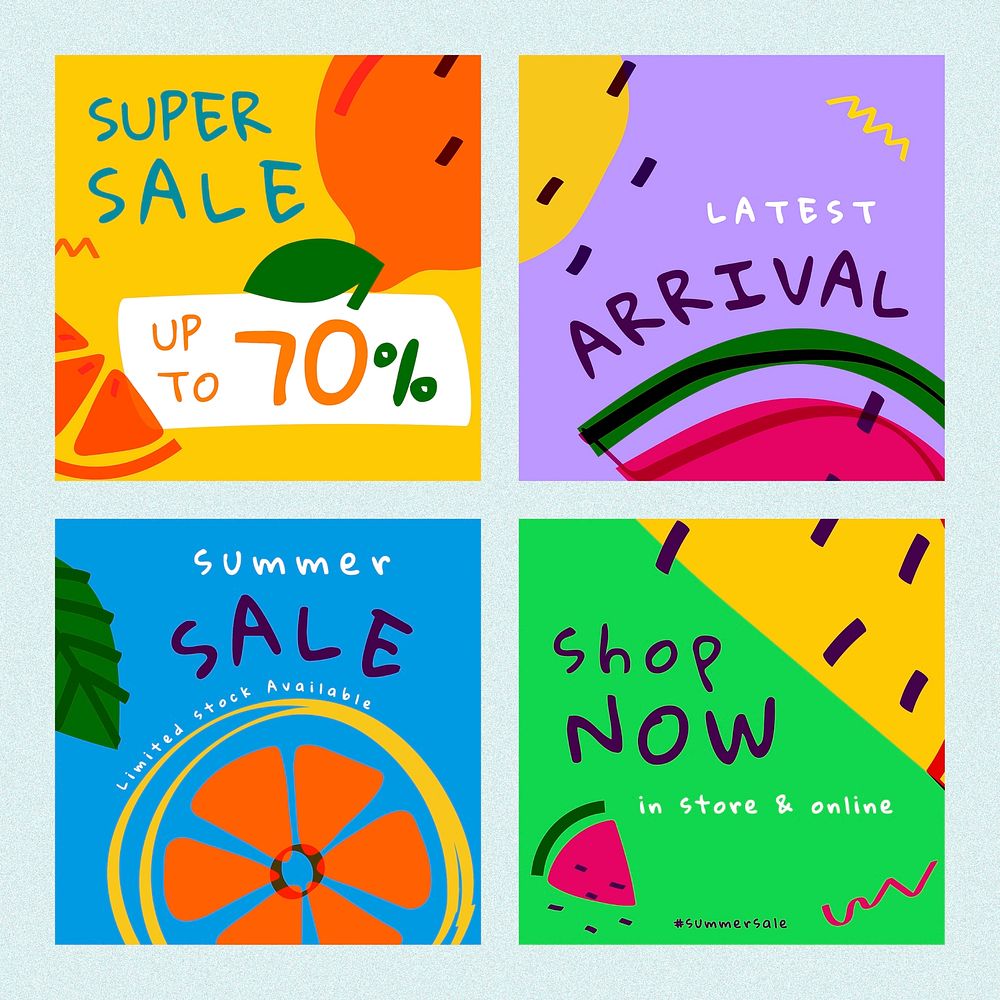 Super summer sale promotion template set vector 