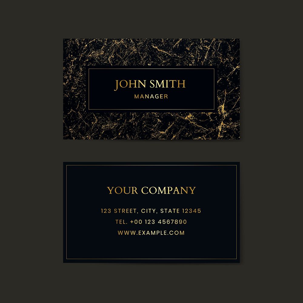 Black marble textured business card vector