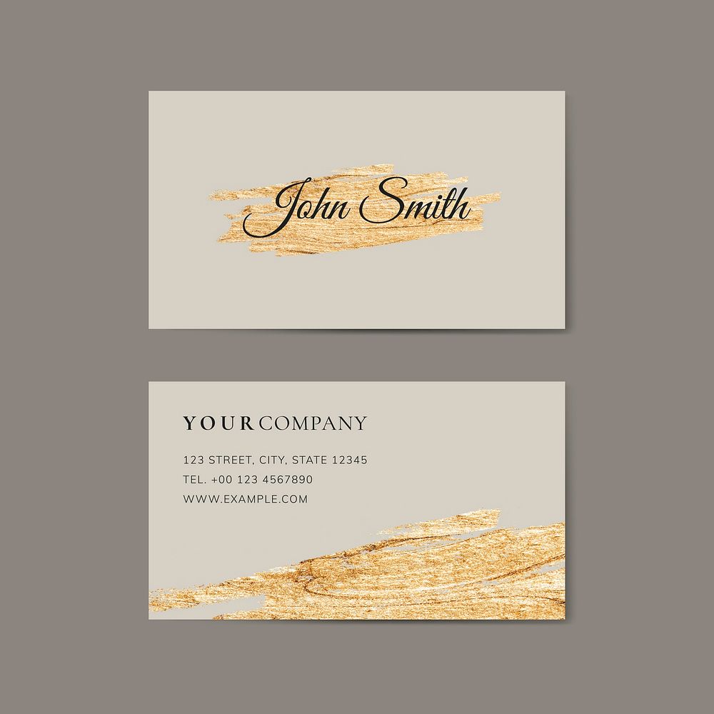 Golden brush stroke on a business card vector