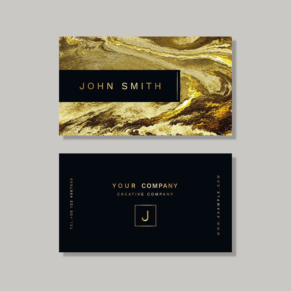 Golden textured business card vector