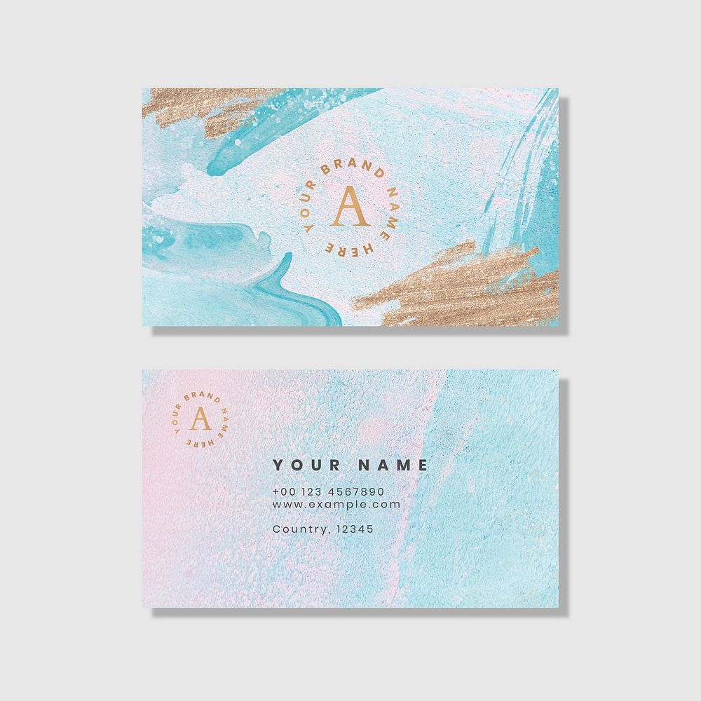Colorful watercolor business card vector