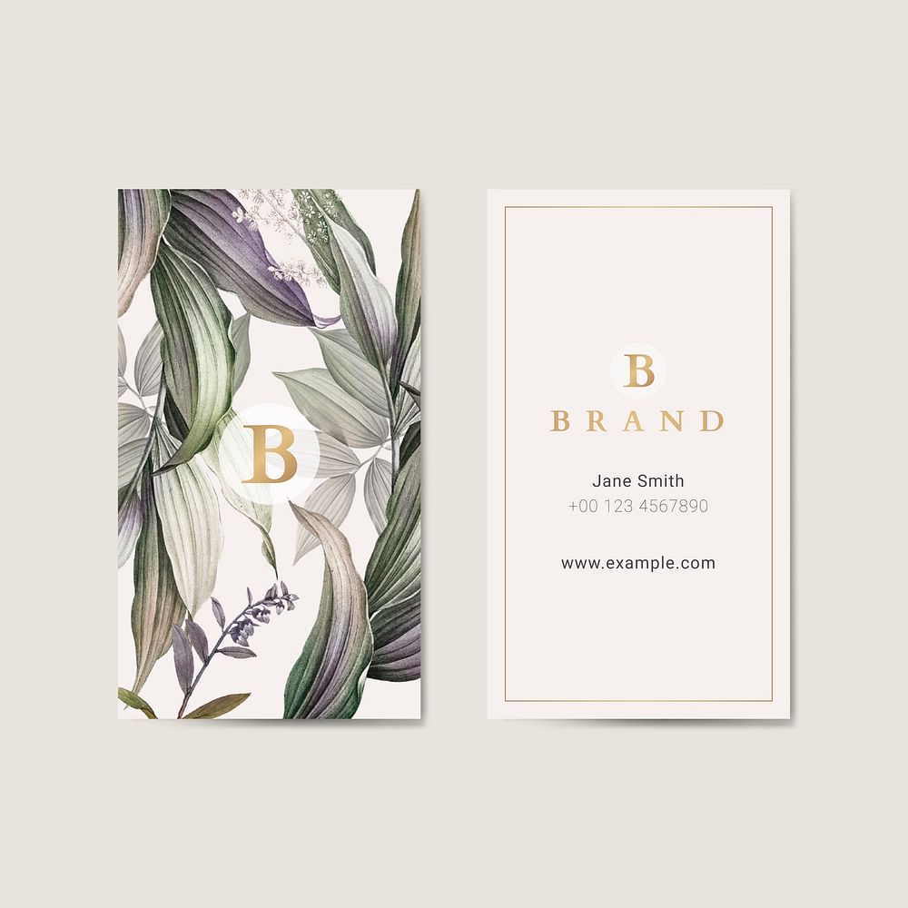Tropical leaves business card vector