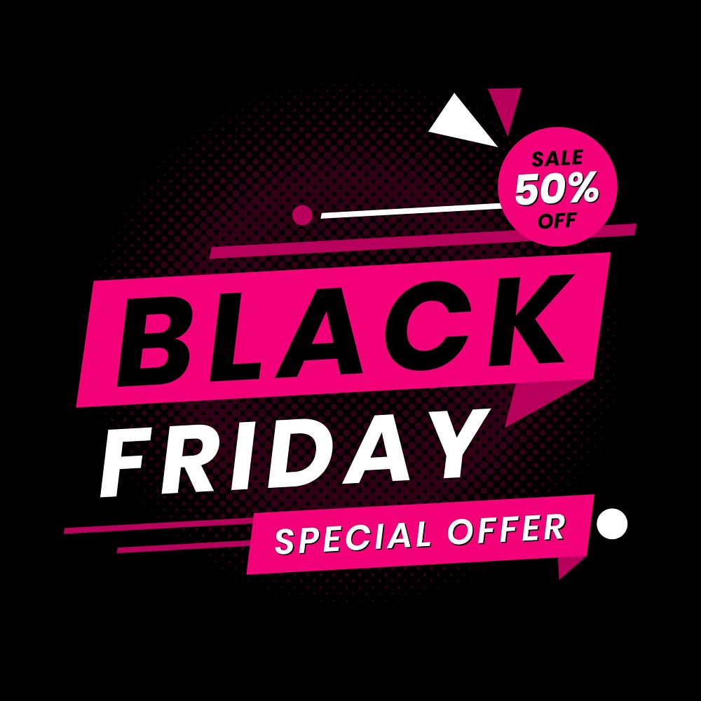 Vector sale 50% Black Friday ad design template bold font