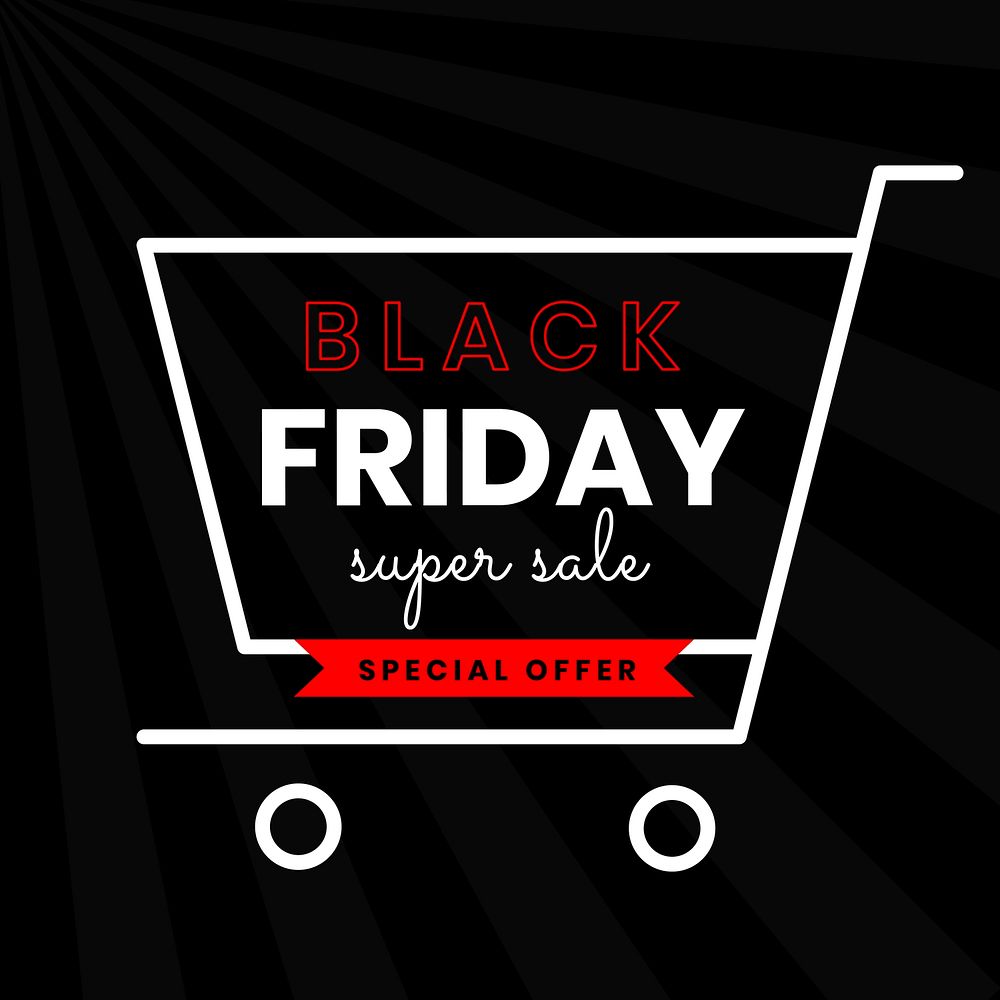 Shopping cart vector Black Friday ad promotional template