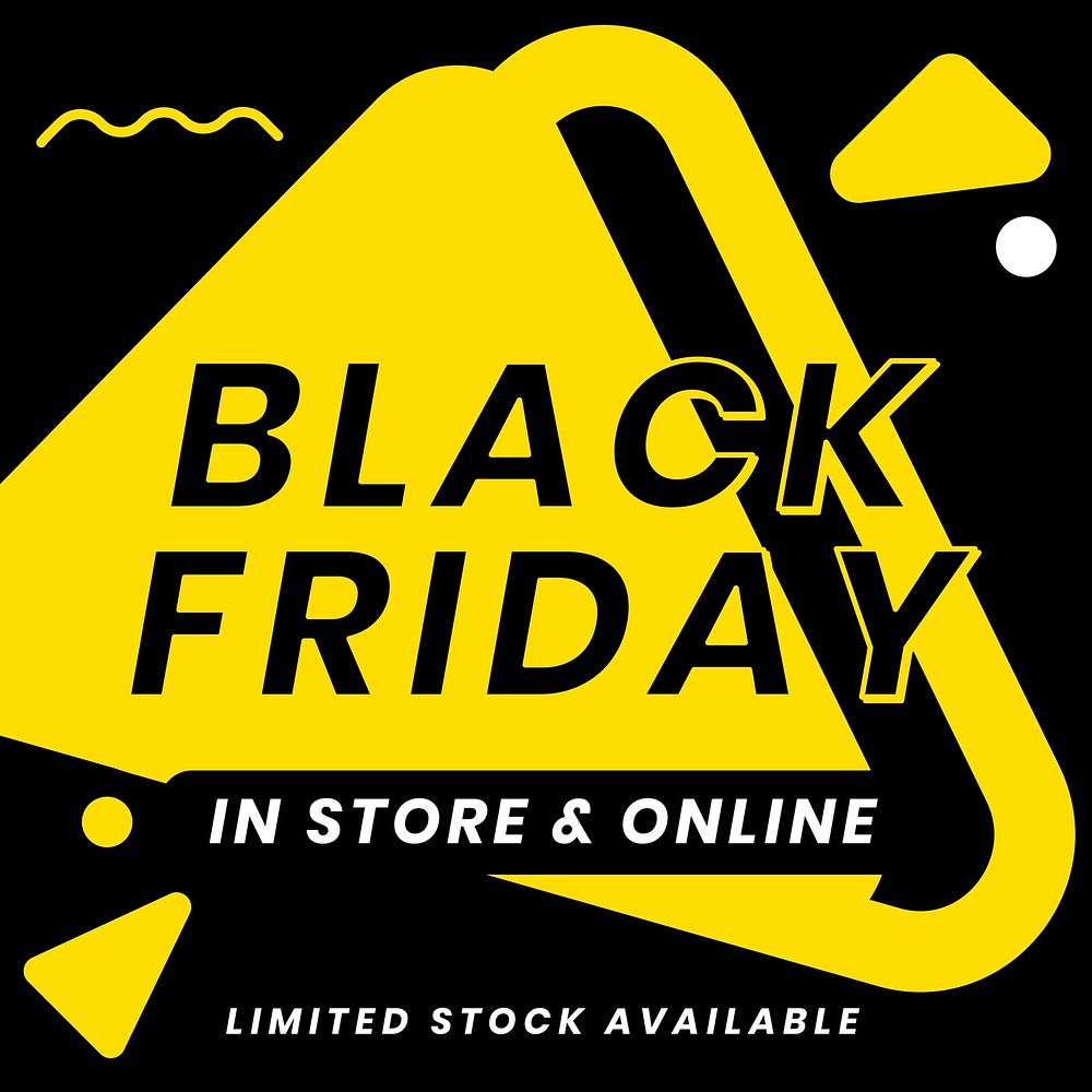 Black Friday vector yellow geometric sale announcement template
