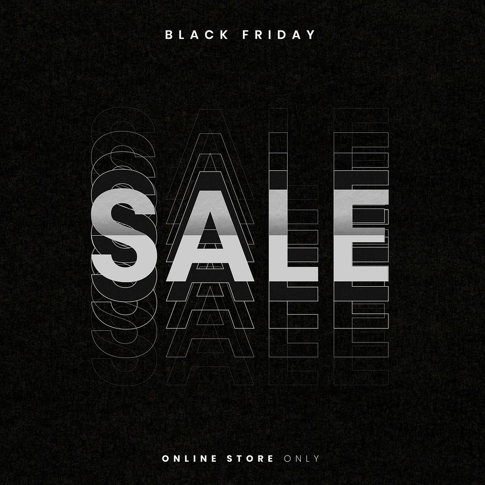 SALE vector Black Friday silver bold text promotional social ad
