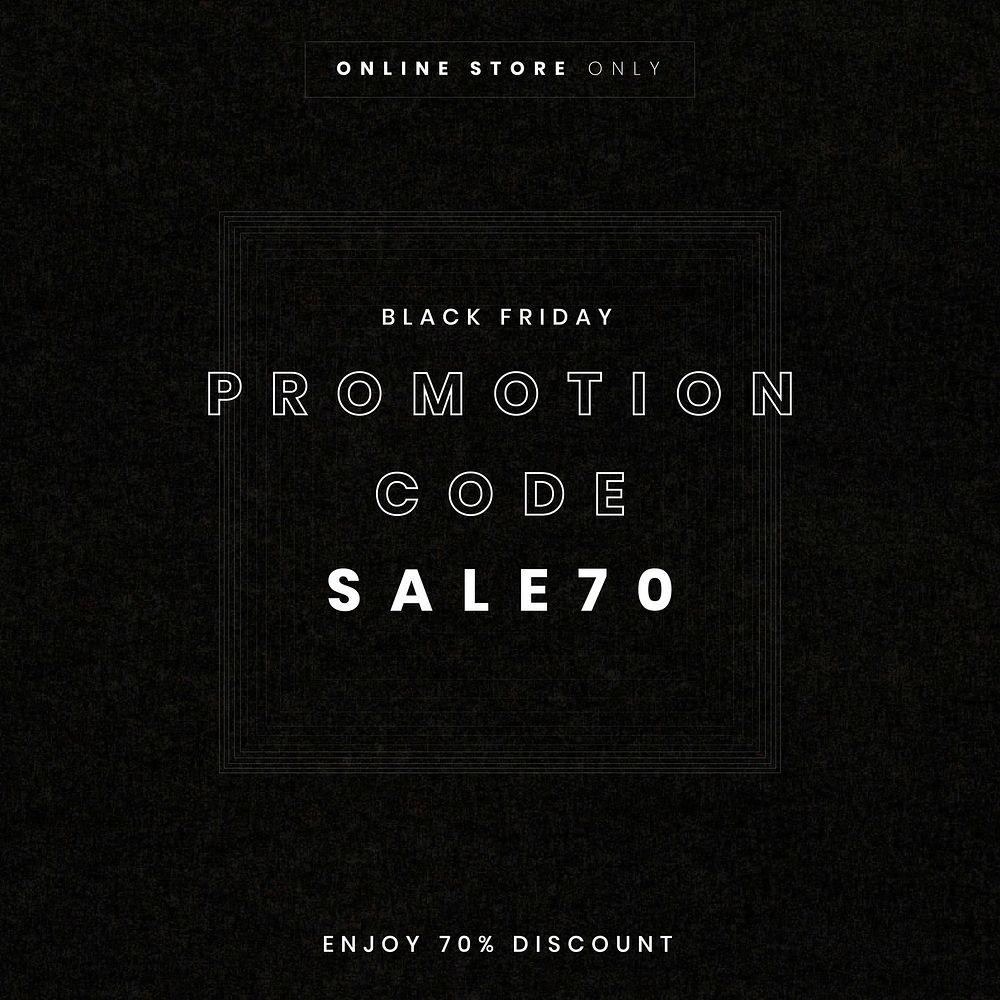 Promotion code sale 70 vector Black Friday ad template