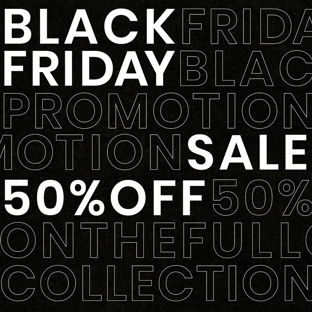 Black Friday sale vector bold text pattern promotional ad template
