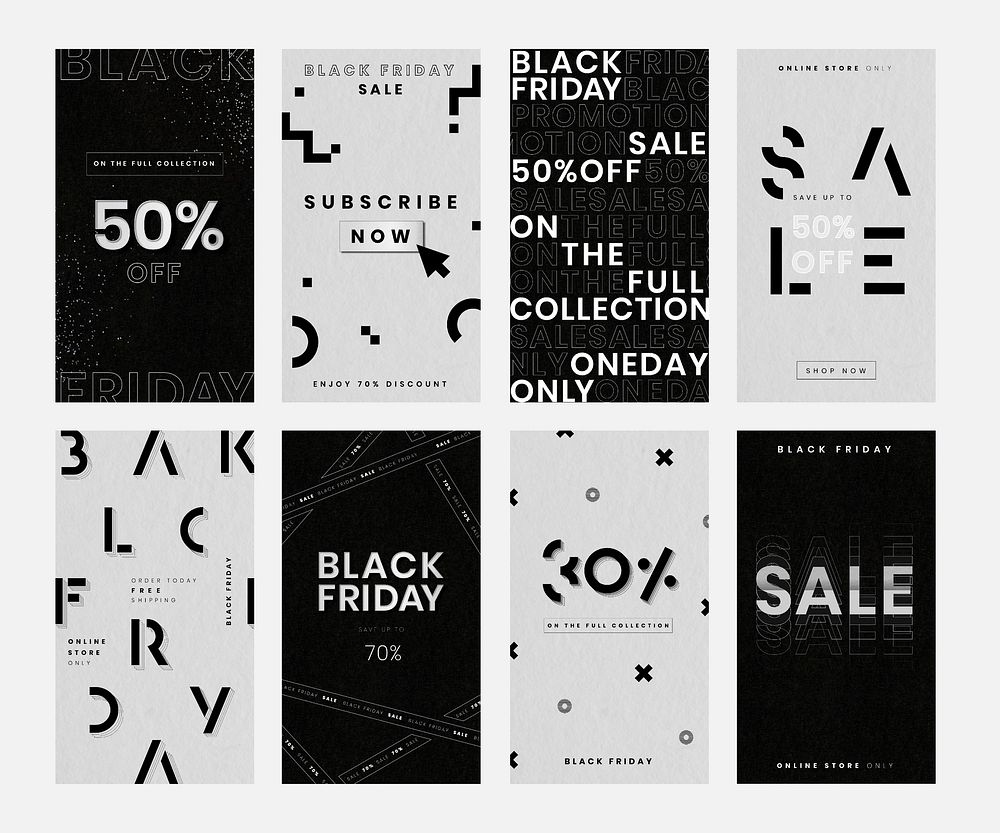 Vector Black Friday textured background sale ad banner collection
