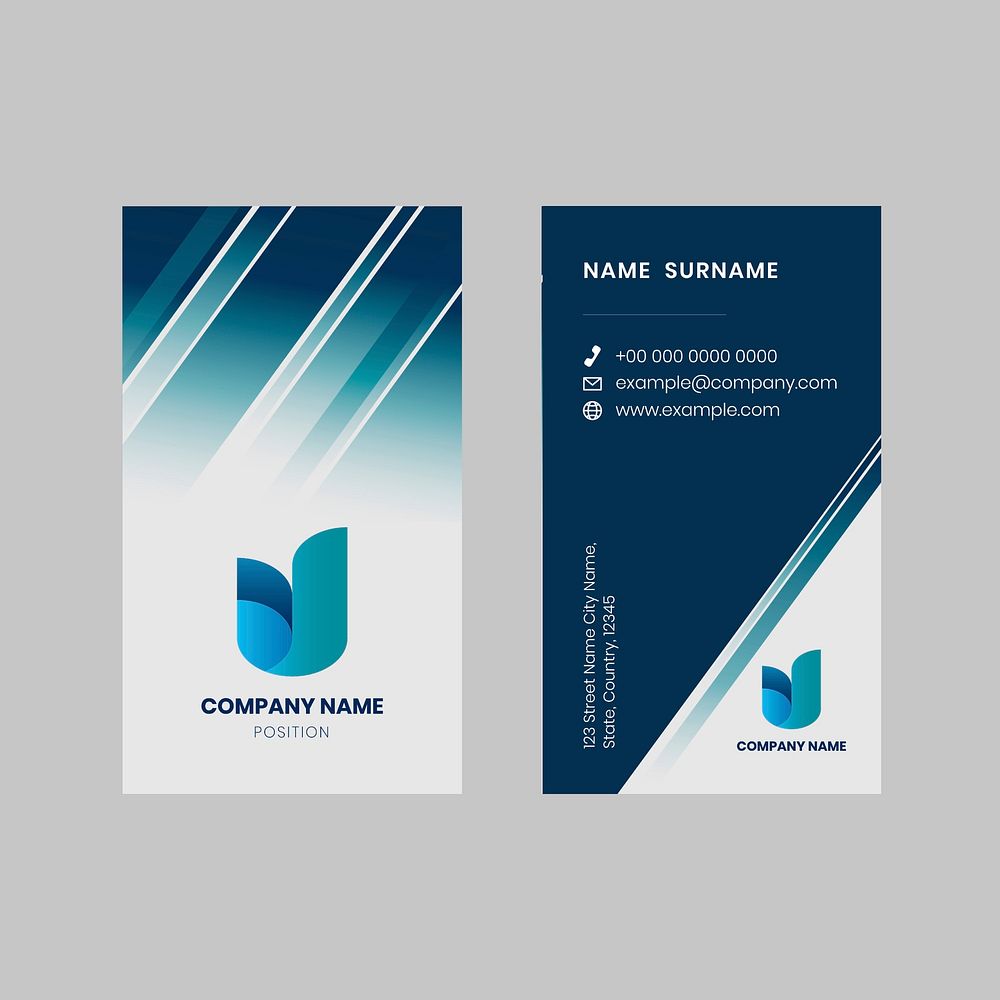 Business card editable template vector  in blue and white