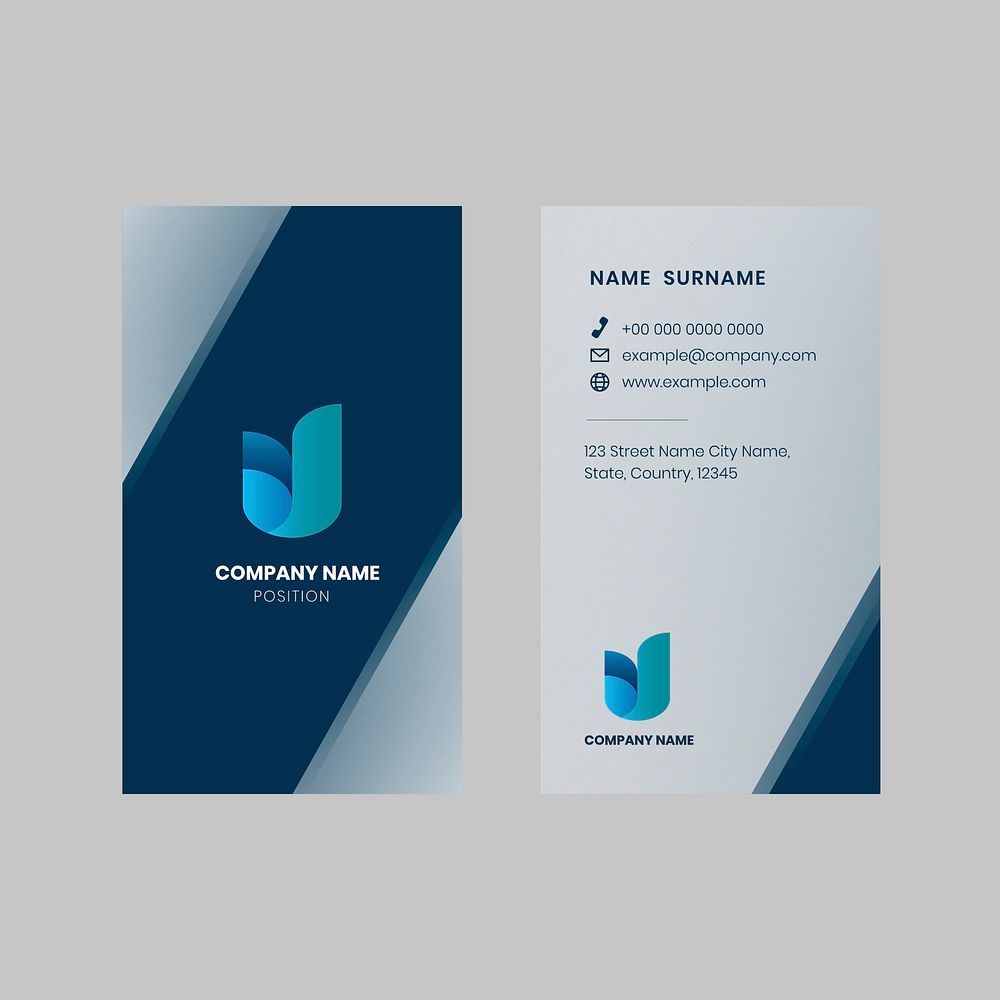 Business card editable template psd in blue tone