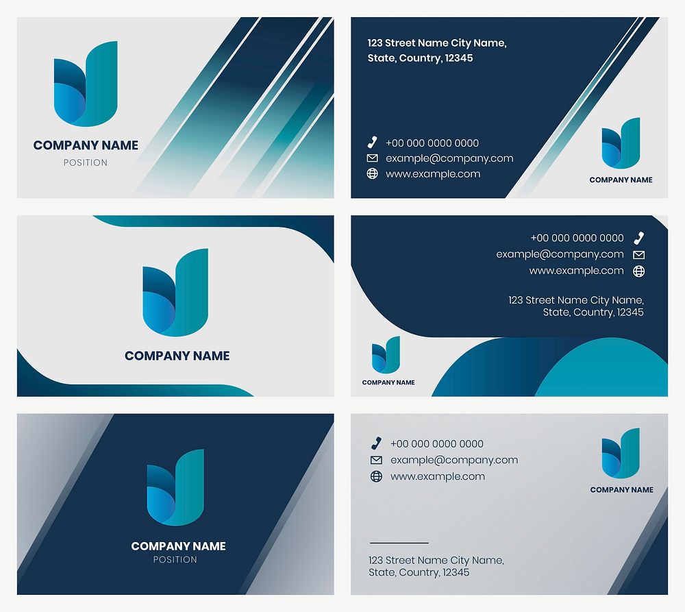 Business card template vector modern style set