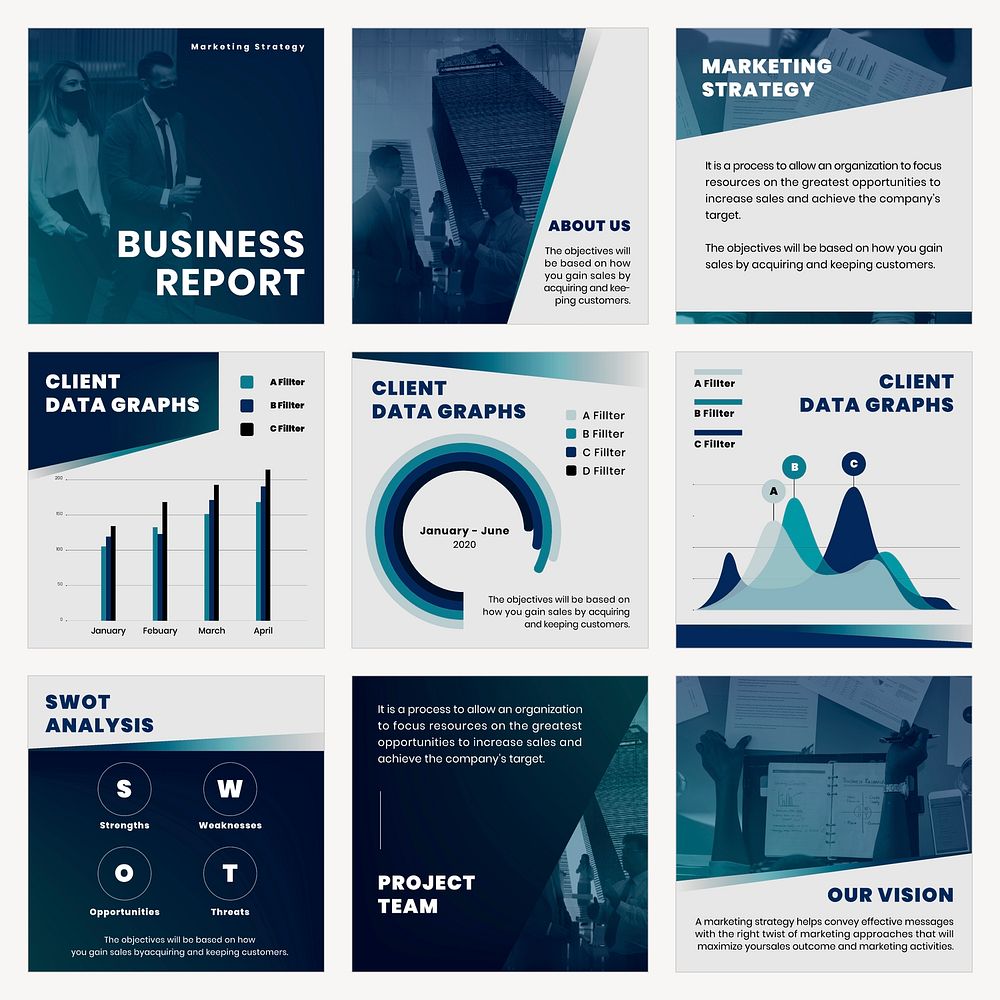 Business Instagram post template vector set