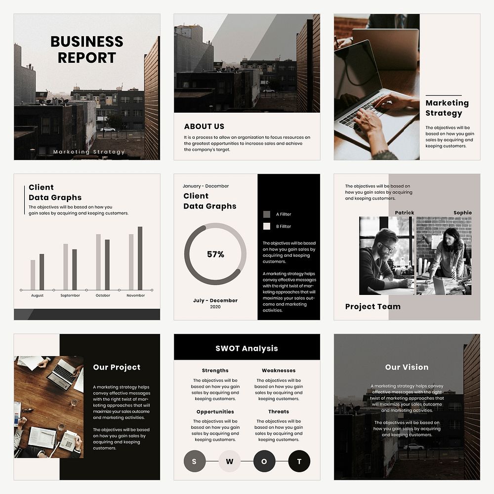 Business Instagram post template vector set
