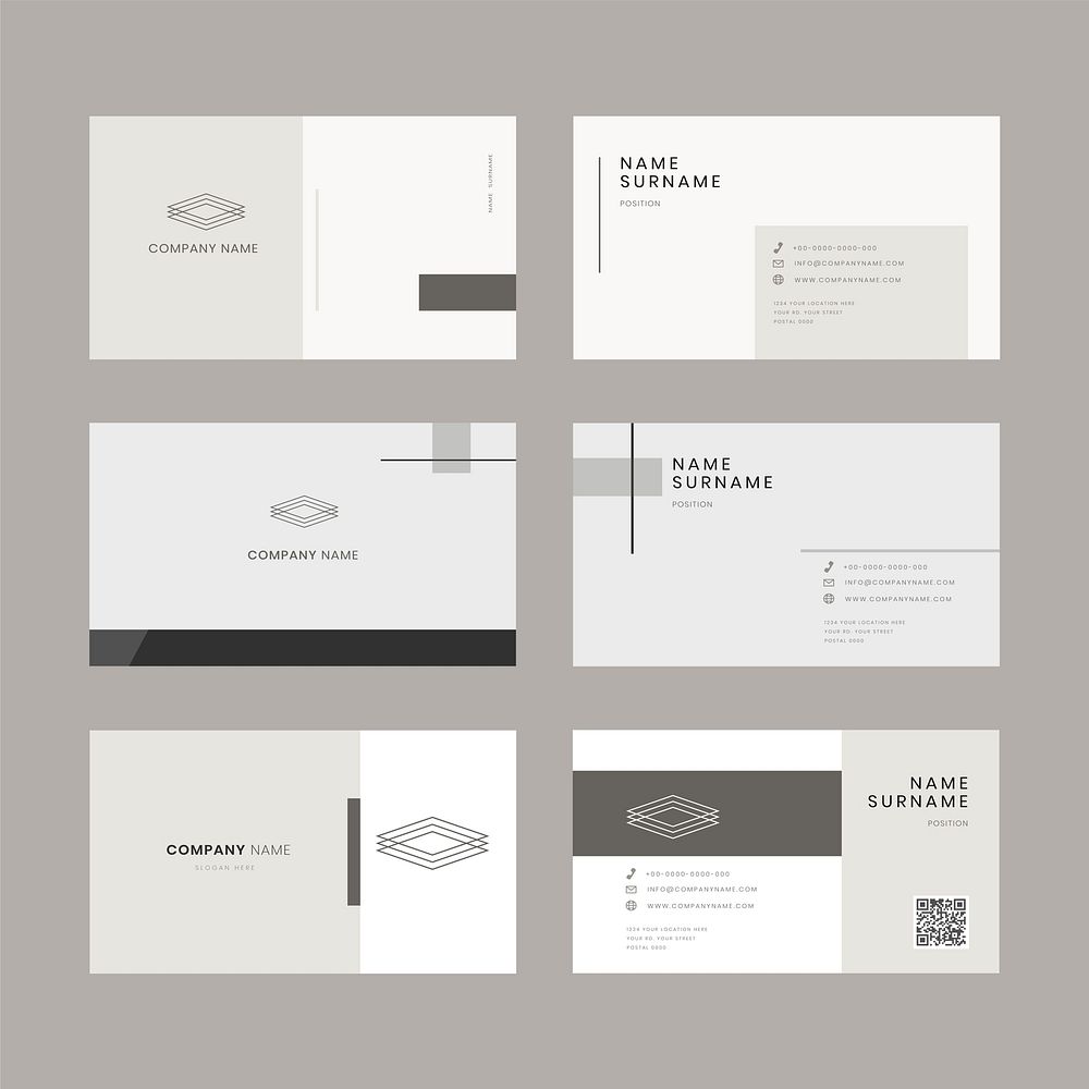 Business card editable template vector set