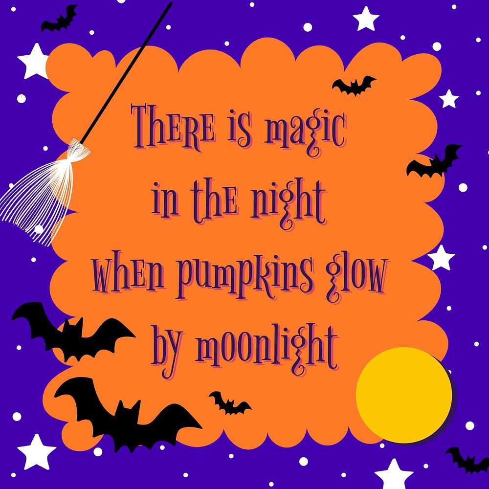 Halloween blog banner vector template with there is magic in the night when pumpkins glow by moonlight text