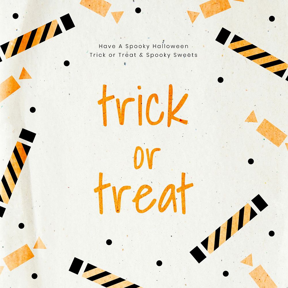Halloween vector template social media post with trick or treat text