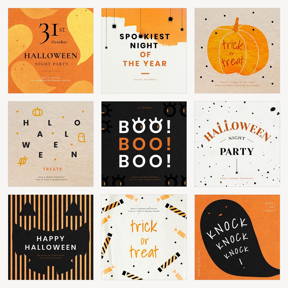 Instagram ad template vector for halloween set