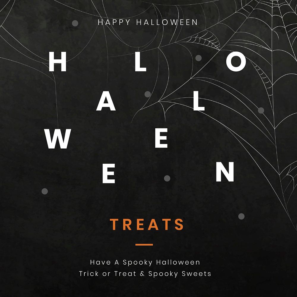 Halloween greeting vector template for social media post